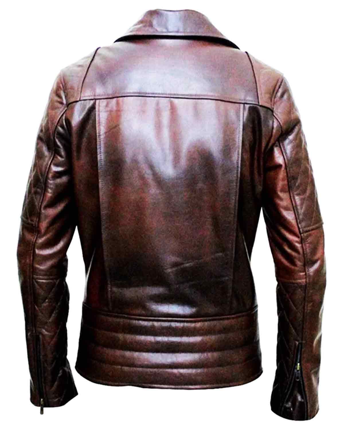 MotorCycleJackets Men's Quilted Dark Brown Sheepskin Leather Jacket