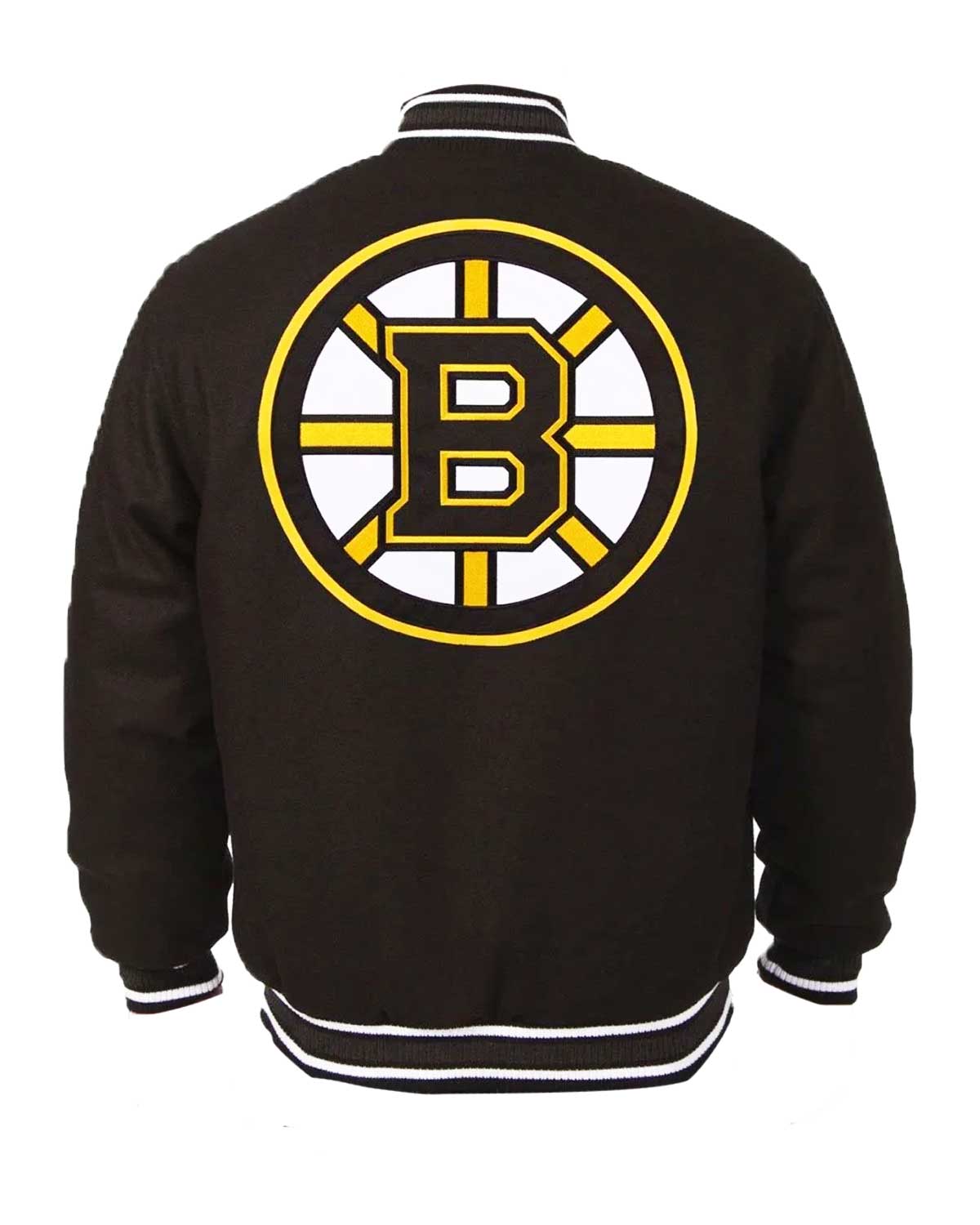 MotorCycleJackets Boston Bruins Letterman Black Wool Jacket