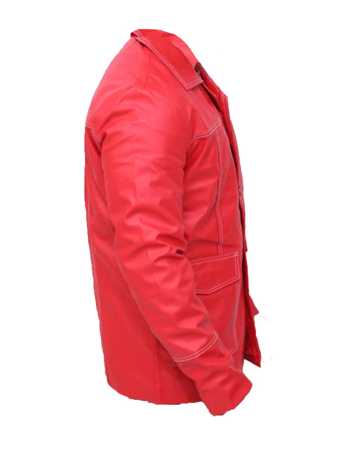 MotorCycleJackets Brad Pitt Fight Club Red Leather Jacket