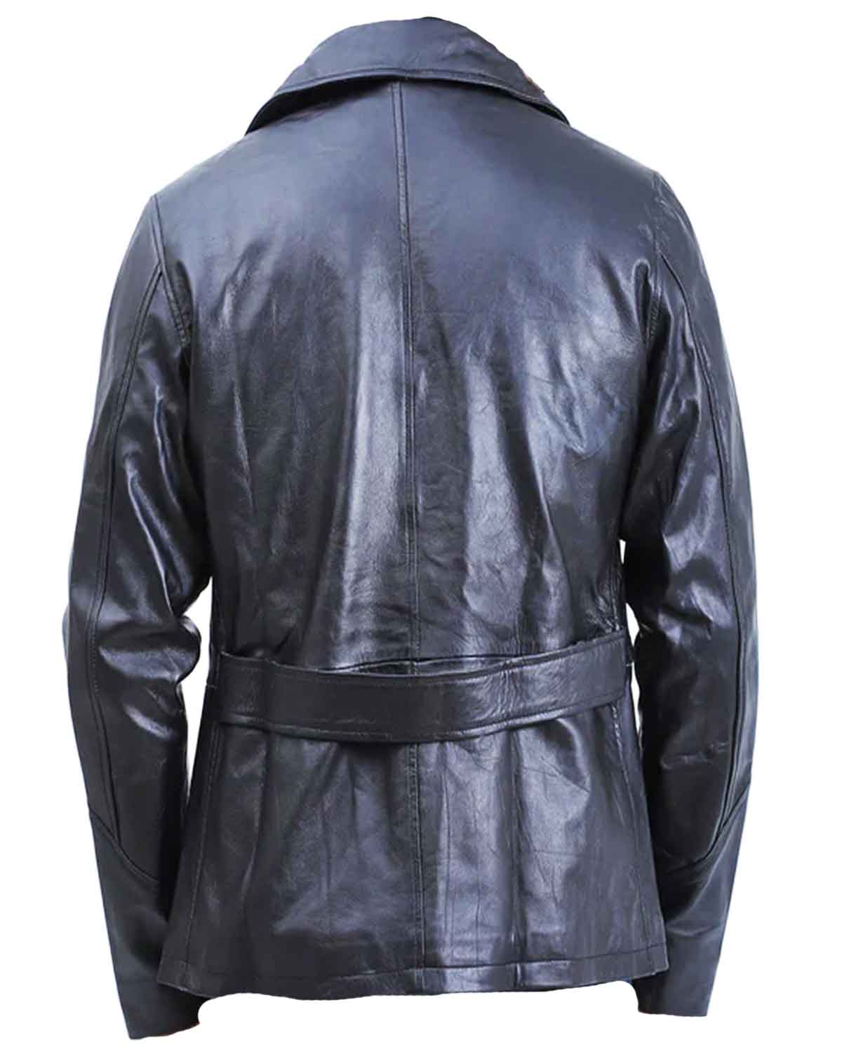 MotorCycleJackets Men's 5 Button Black Leather Coat