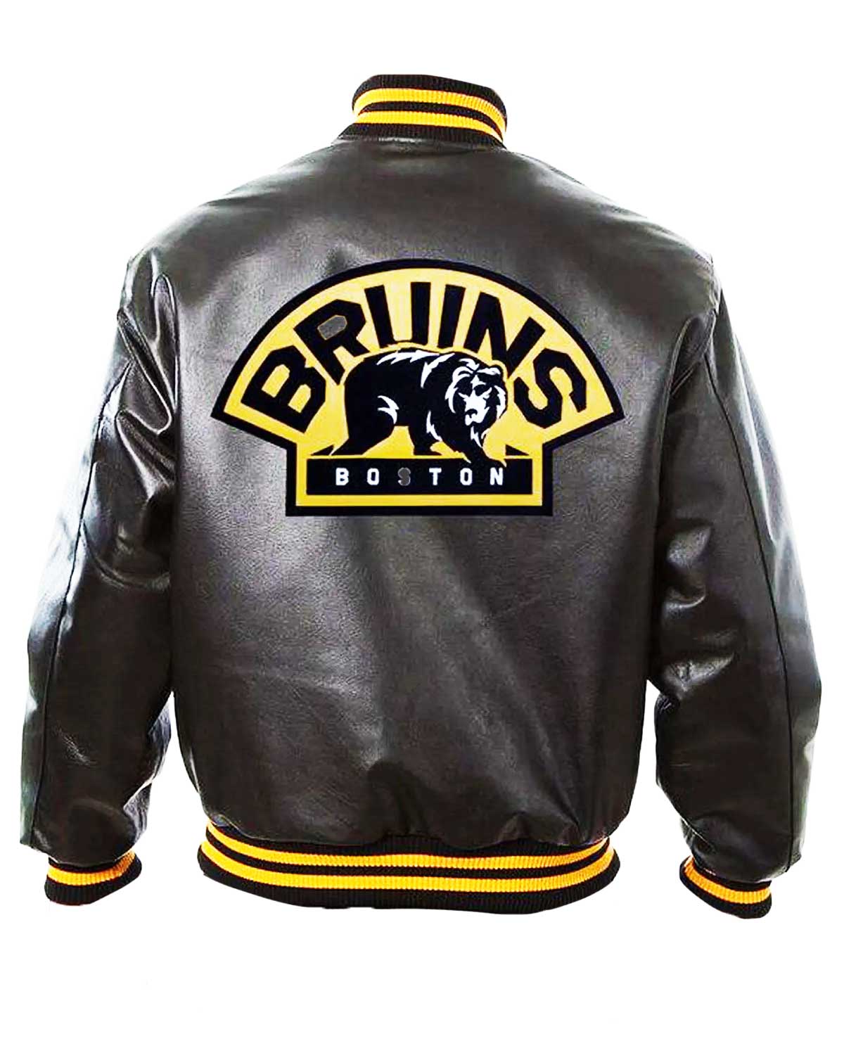 MotorCycleJackets Boston Bruins Black Bomber Leather Jacket