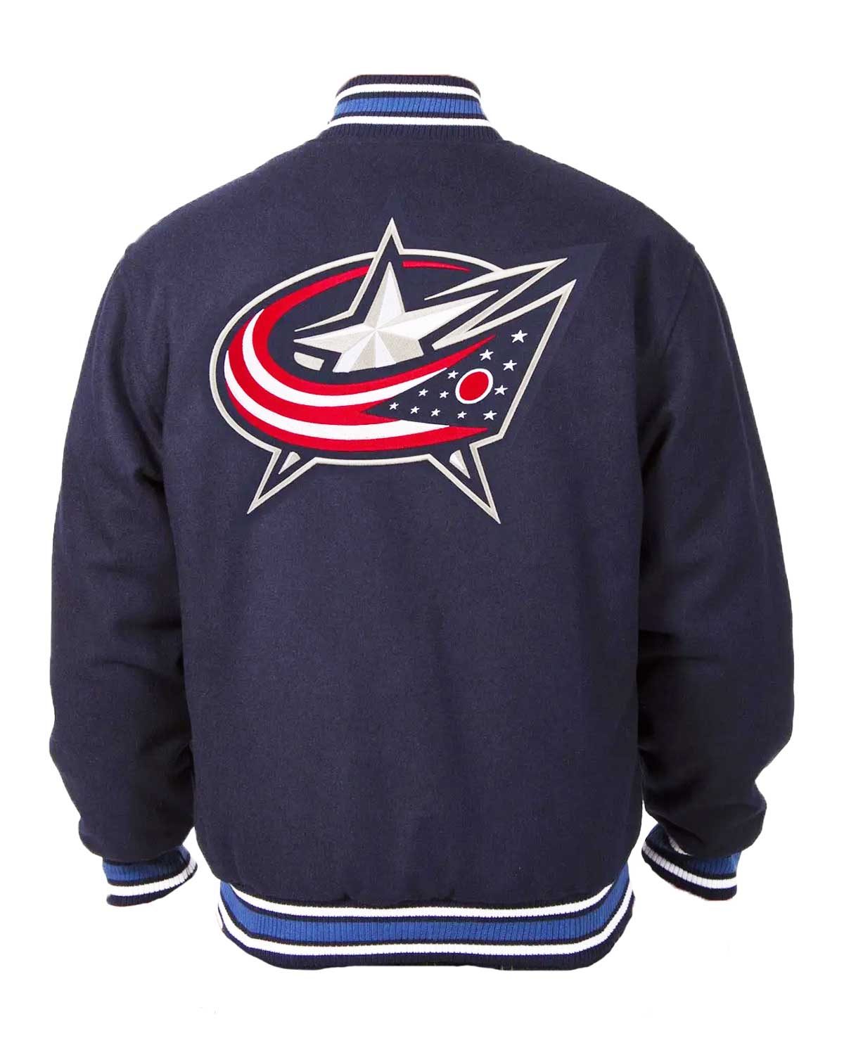 MotorCycleJackets Columbus Blue Jackets Bomber Navy Blue Wool Jacket