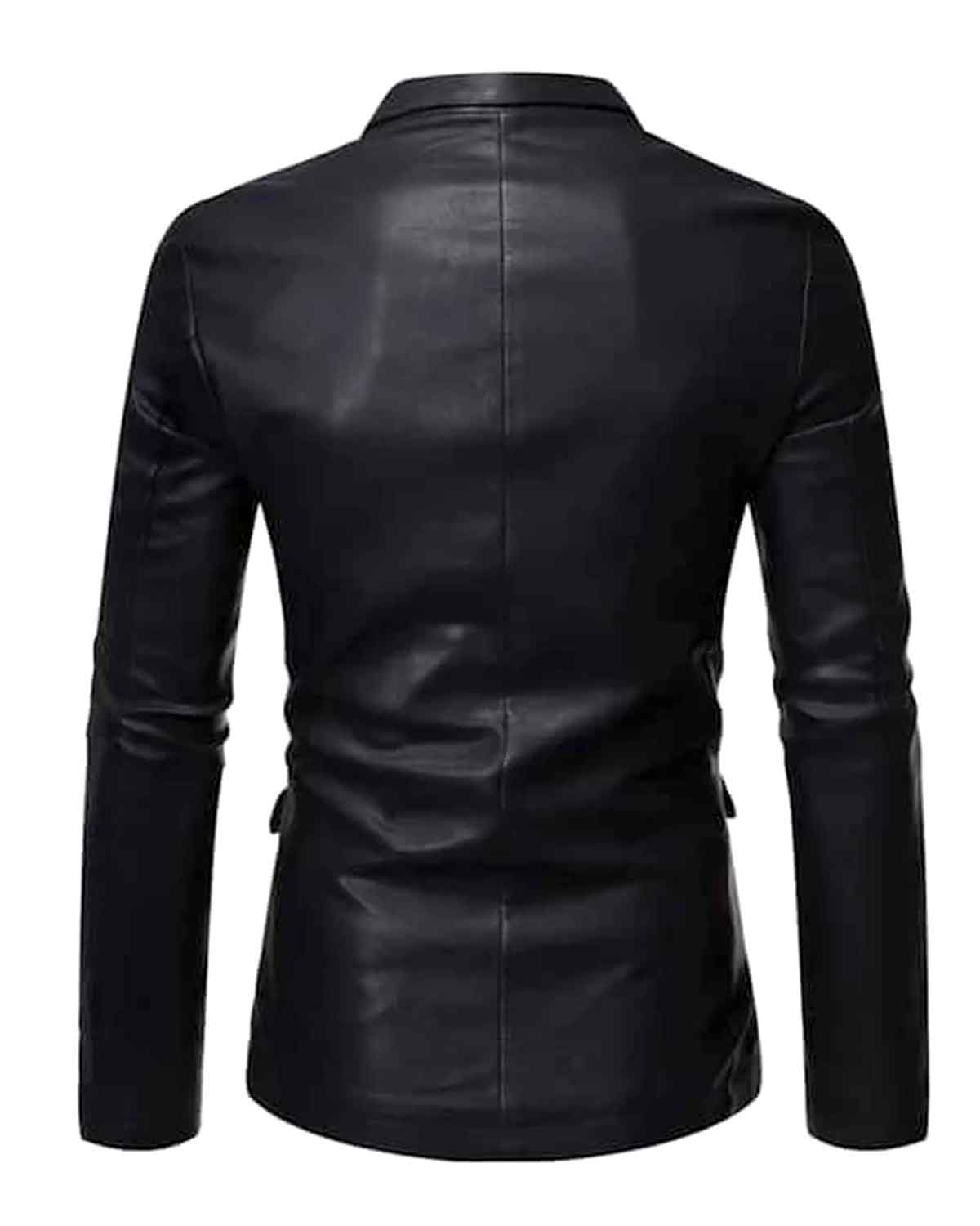 MotorCycleJackets Men's Black Lapel Style Genuine Leather Blazer