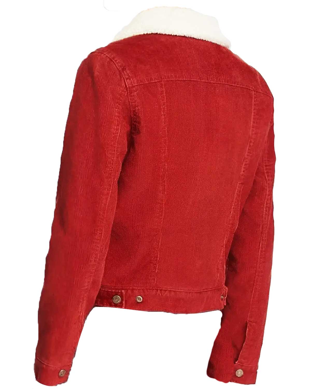 MotorCycleJackets Heartland Amy Fleming Red Sherpa Collar Jacket