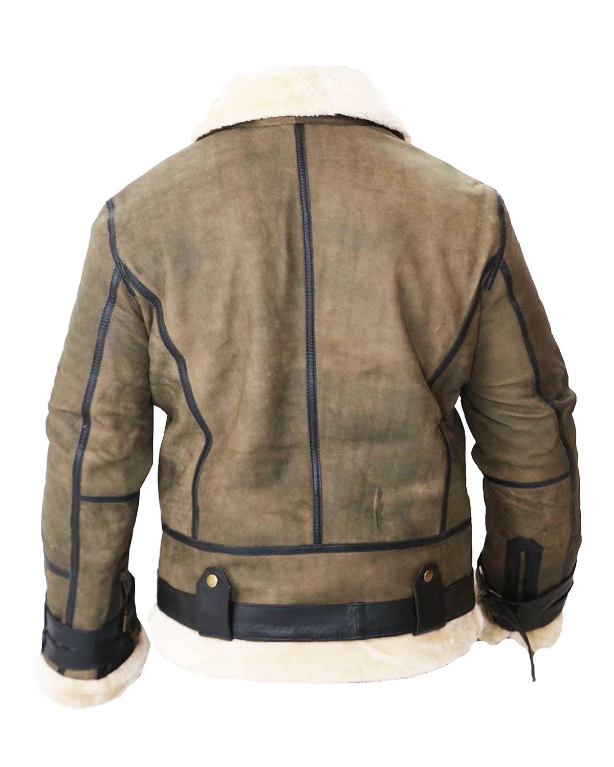 MotorCycleJackets B3 Bomber Men's Real Shearling Green Winter Leather Jacket