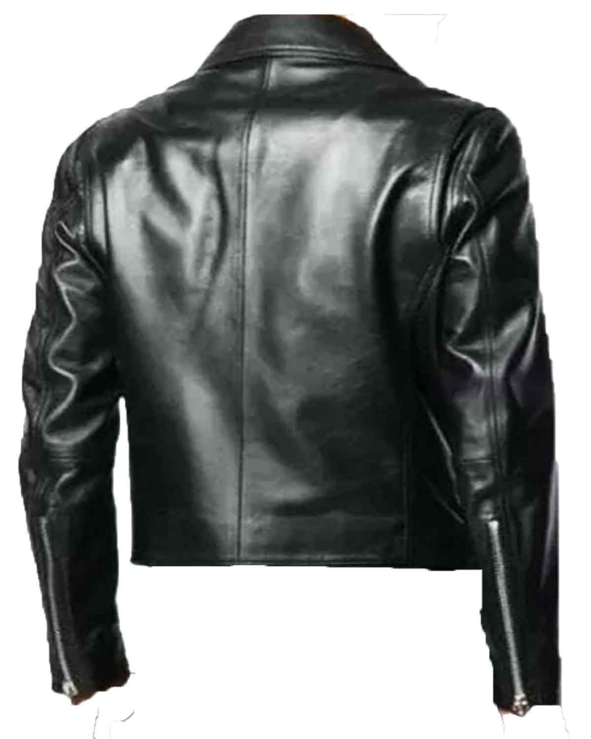 MotorCycleJackets Men's Black Double Zipper Motorcycle Leather Jacket