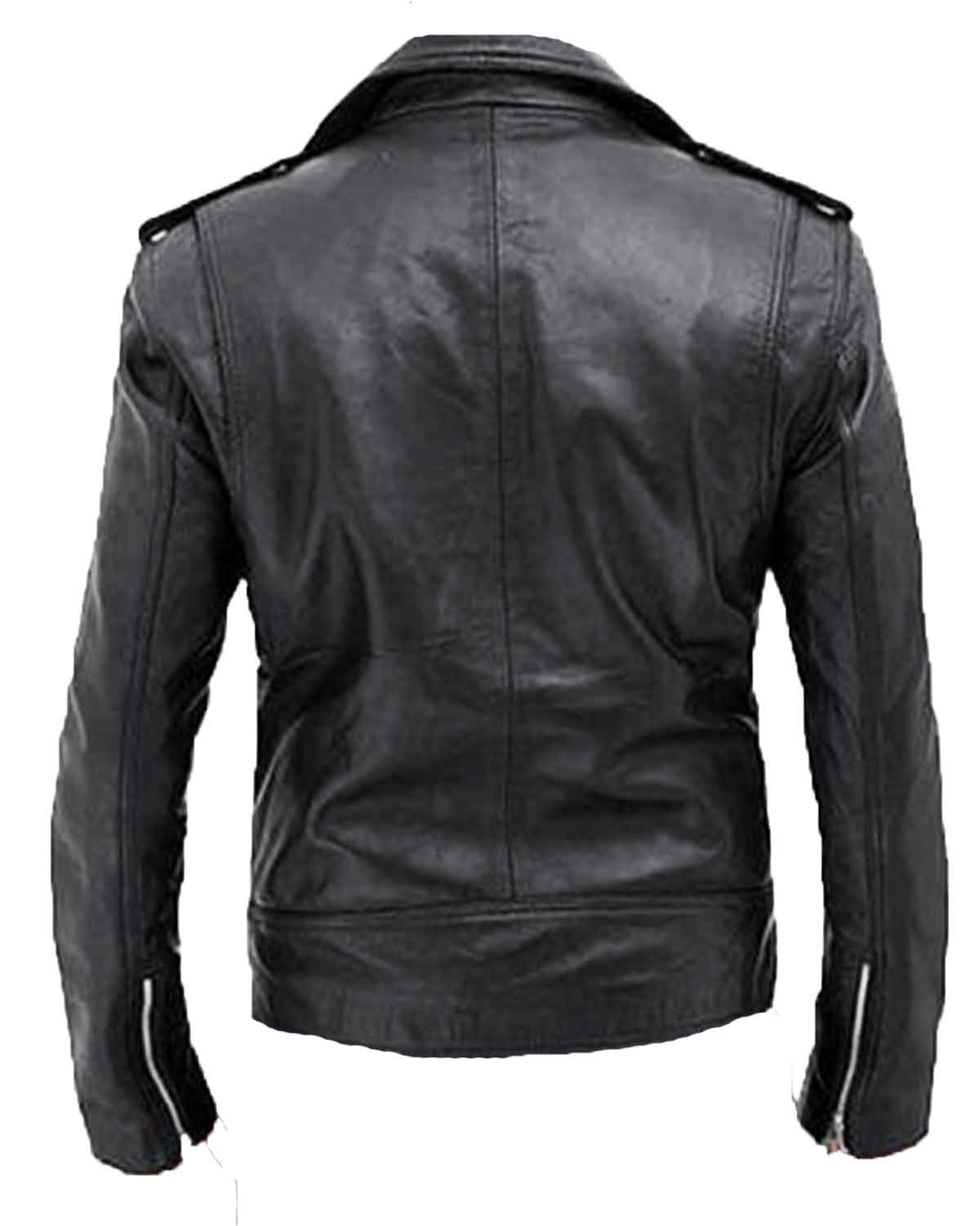 MotorCycleJackets Men's Black Motorcycle Real Leather Jacket