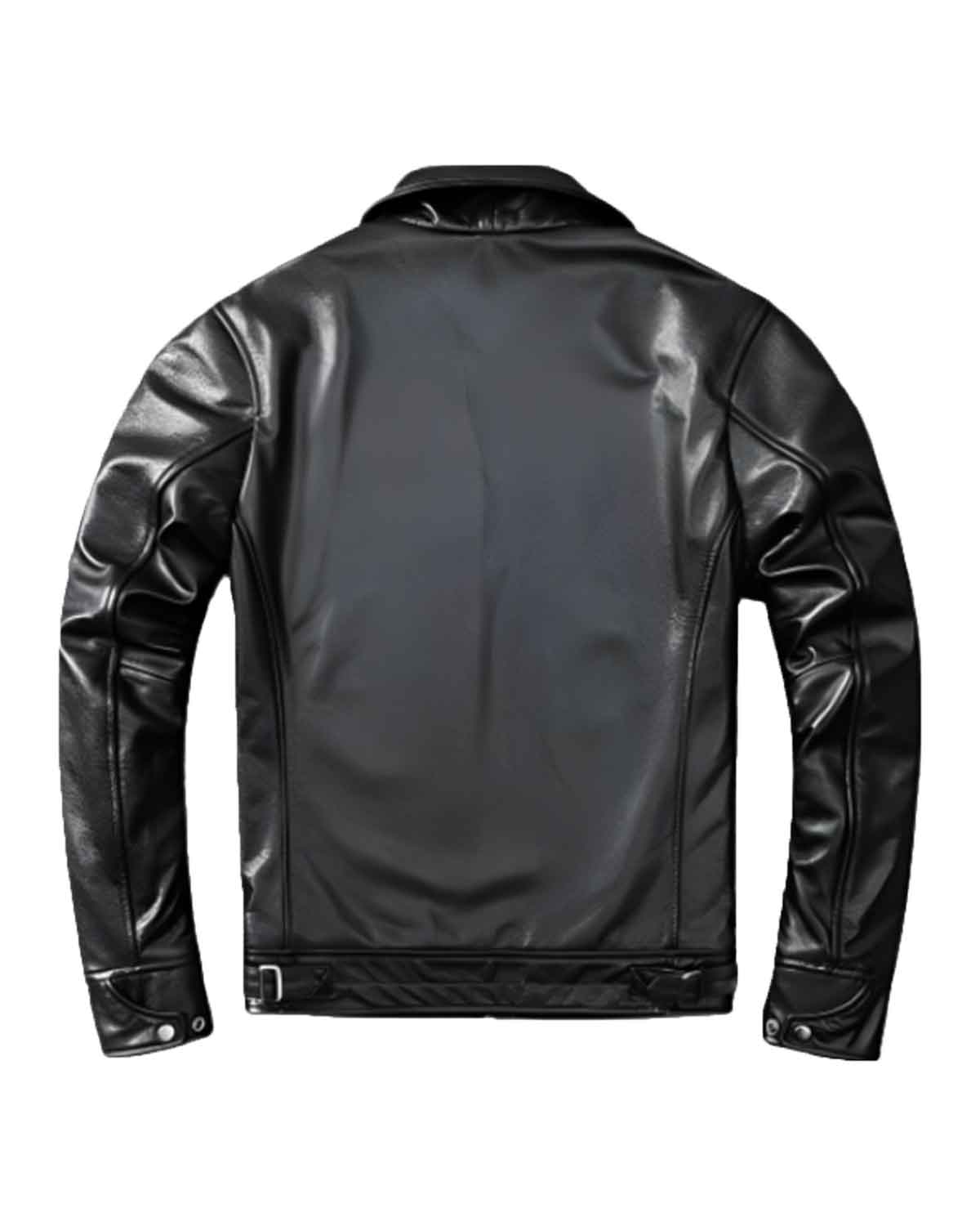 Men Biker Black Leather Jacket