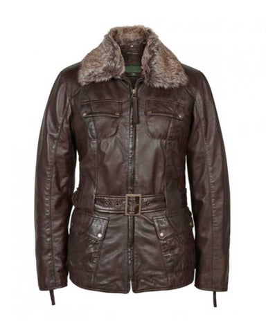 MotorCycleJackets Womens Brown Stylish Leather Flying Jacket