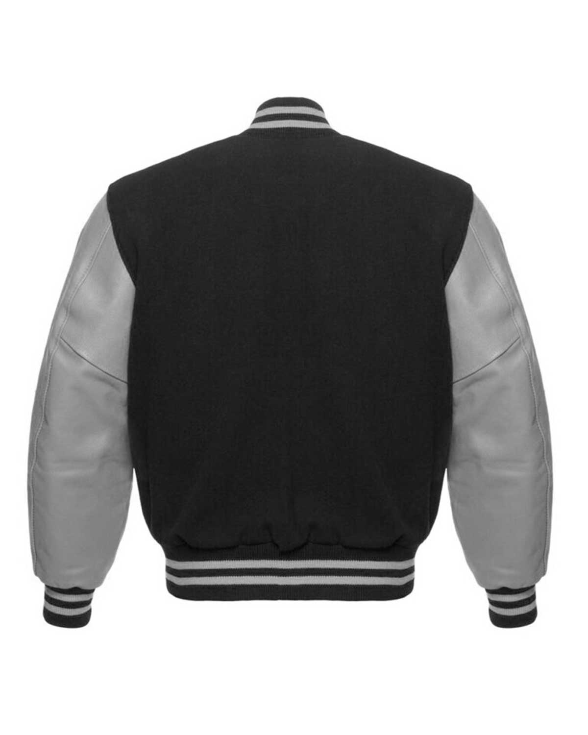 MotorCycleJackets Black and Grey Men's Varsity Letterman Jacket