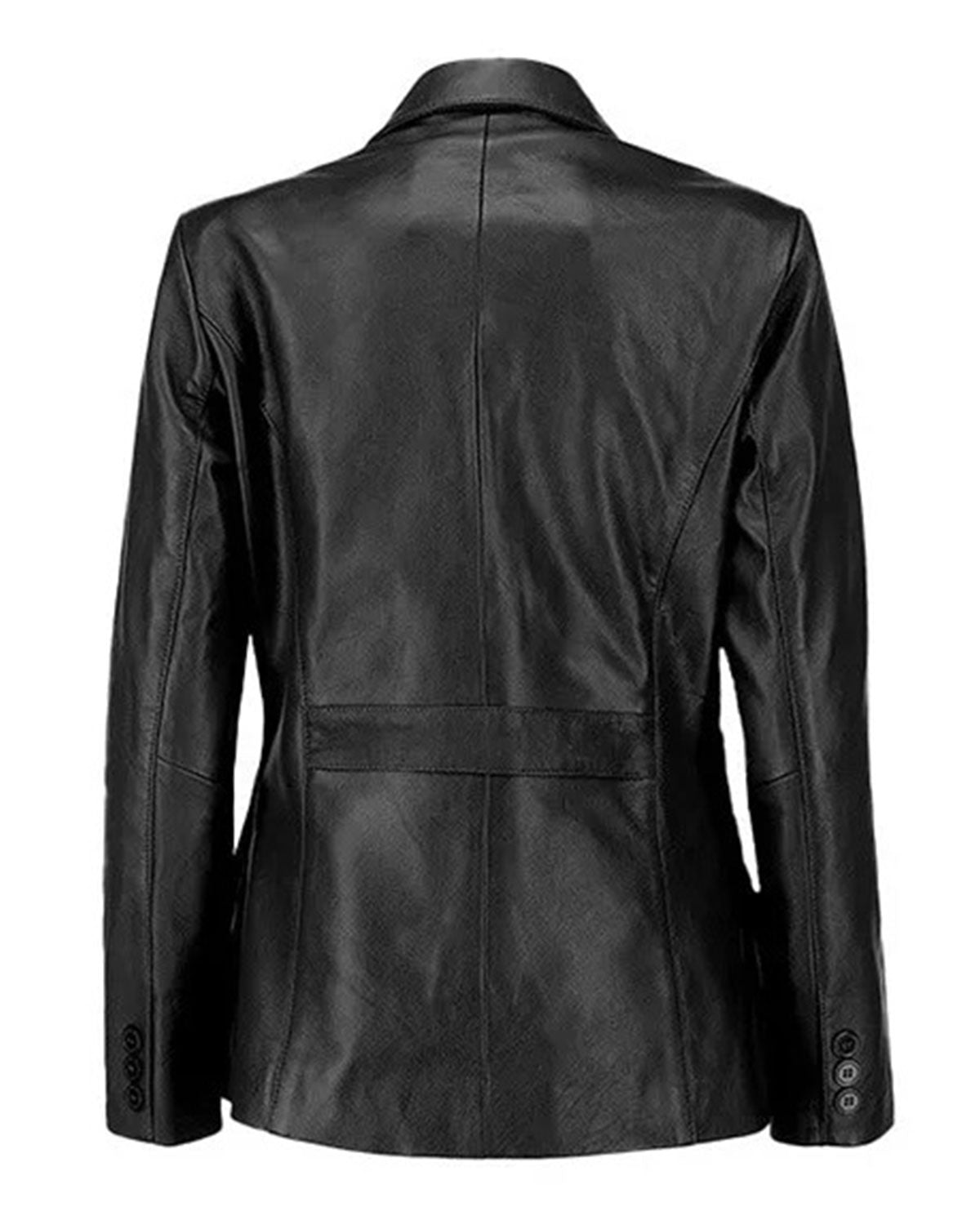 MotorCycleJackets Womens Two Buttoned Black Leather Blazer