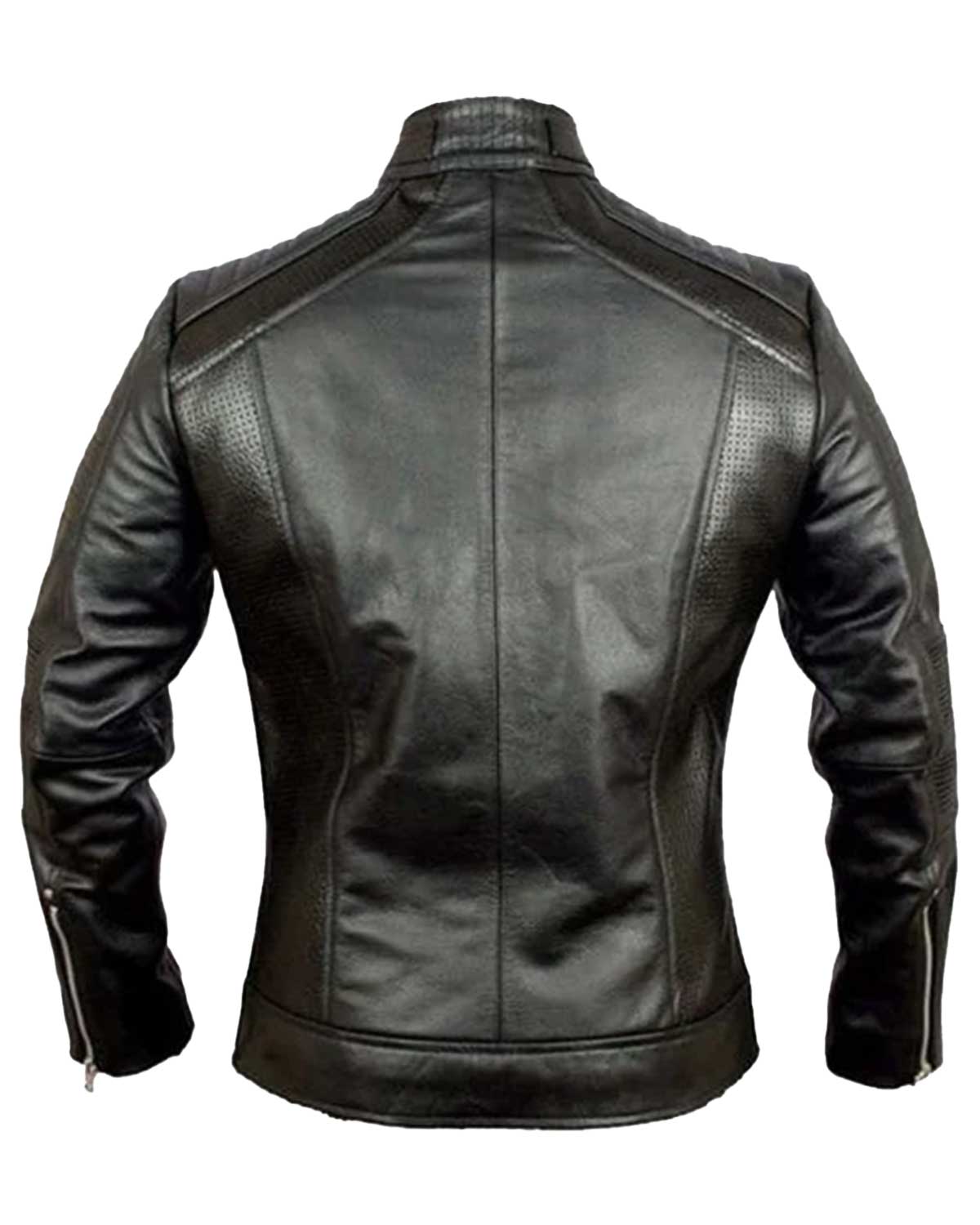 Men's Cafe Racer Black Classic Biker Leather Jacket