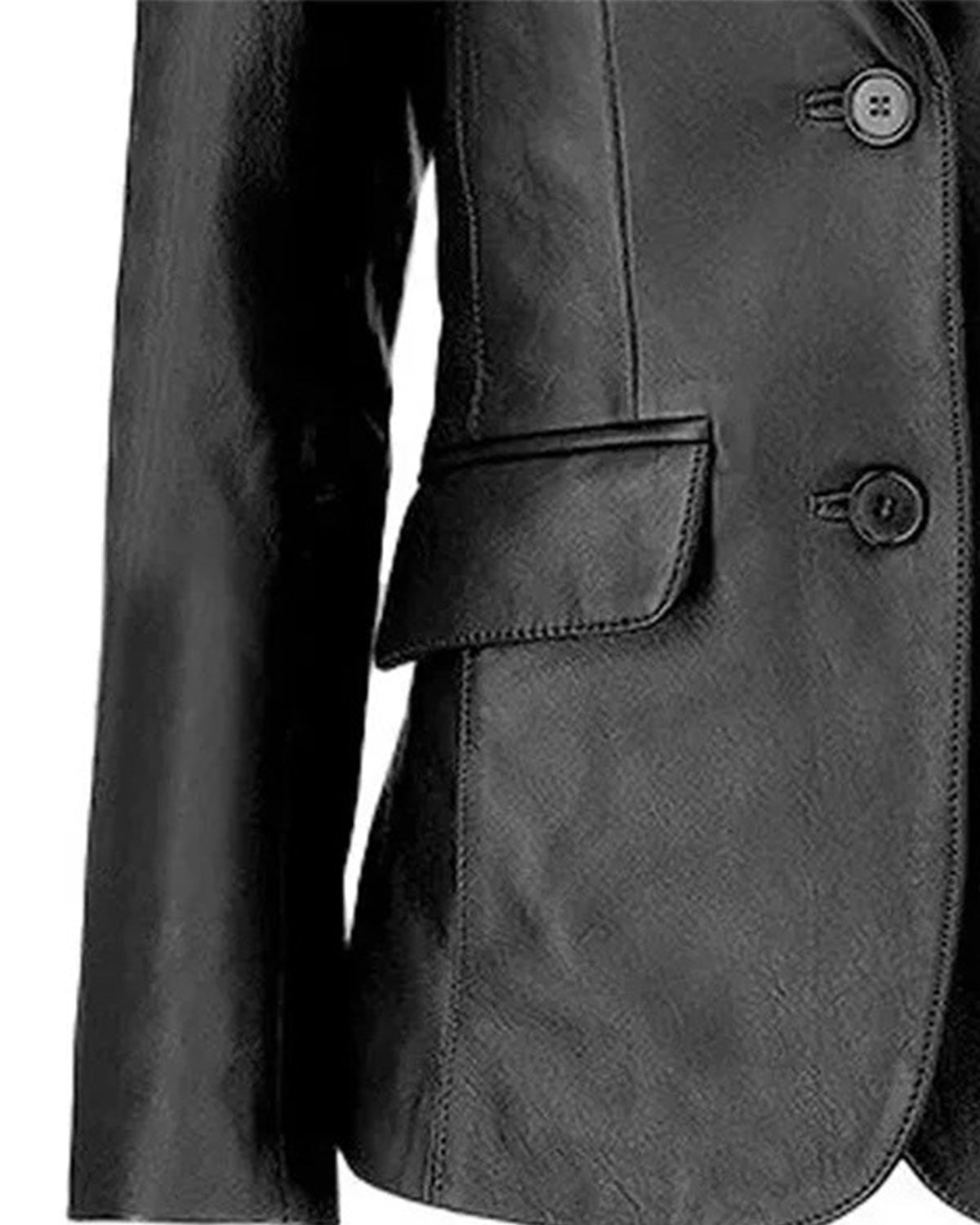 MotorCycleJackets Womens Two Buttoned Black Leather Blazer