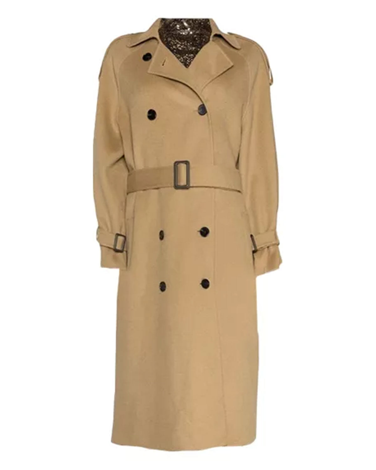 MotorCycleJackets Womens Beige Double Breasted Wool Trench Coat
