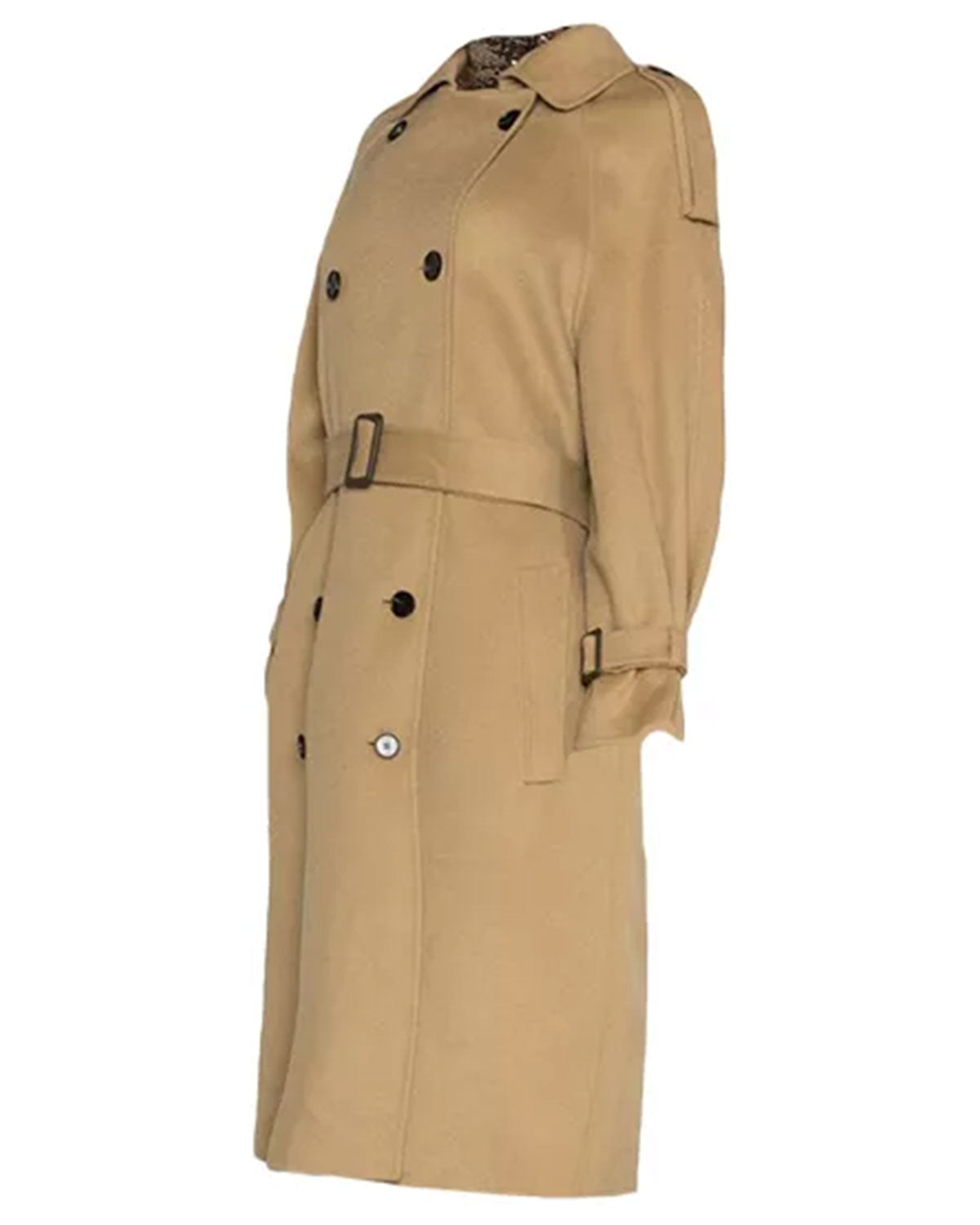 MotorCycleJackets Womens Beige Double Breasted Wool Trench Coat