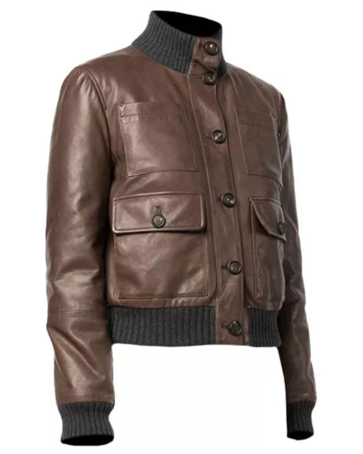 MotorCycleJackets Brown Leather Bomber Jacket Womens