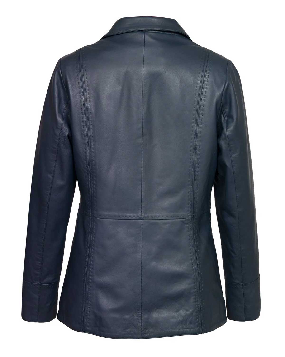 Women’s Navy Blue Stylish Leather Biker Jacket