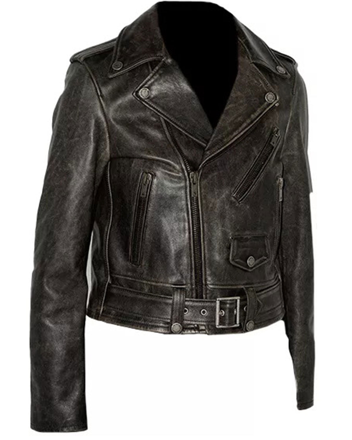 MotorCycleJackets Distressed Brown Leather Jacket Womens