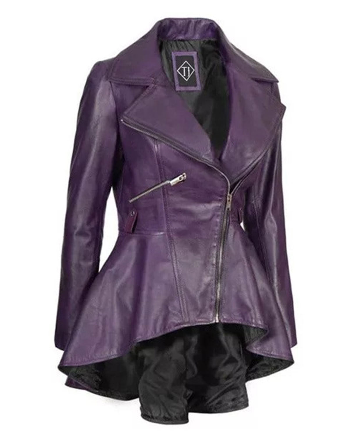 MotorCycleJackets Women’s Purple Peplum Leather Jacket