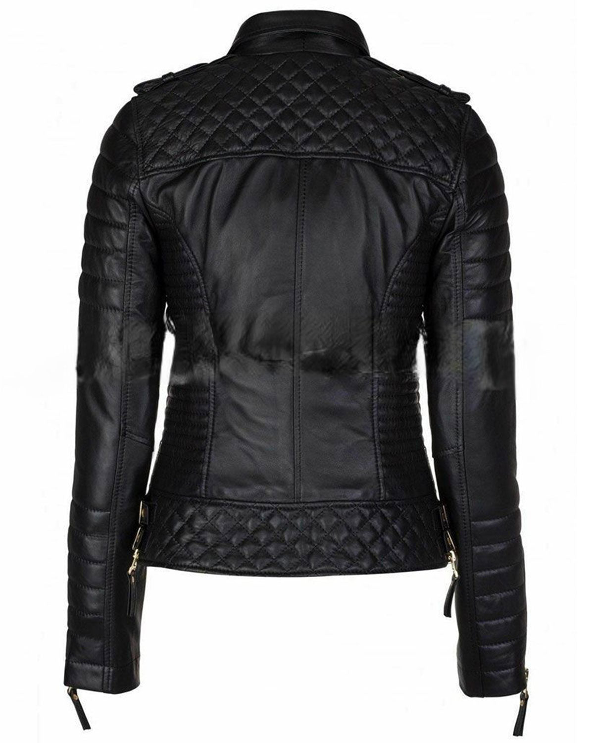 MotorCycleJackets Quilted Leather Jacket Womens