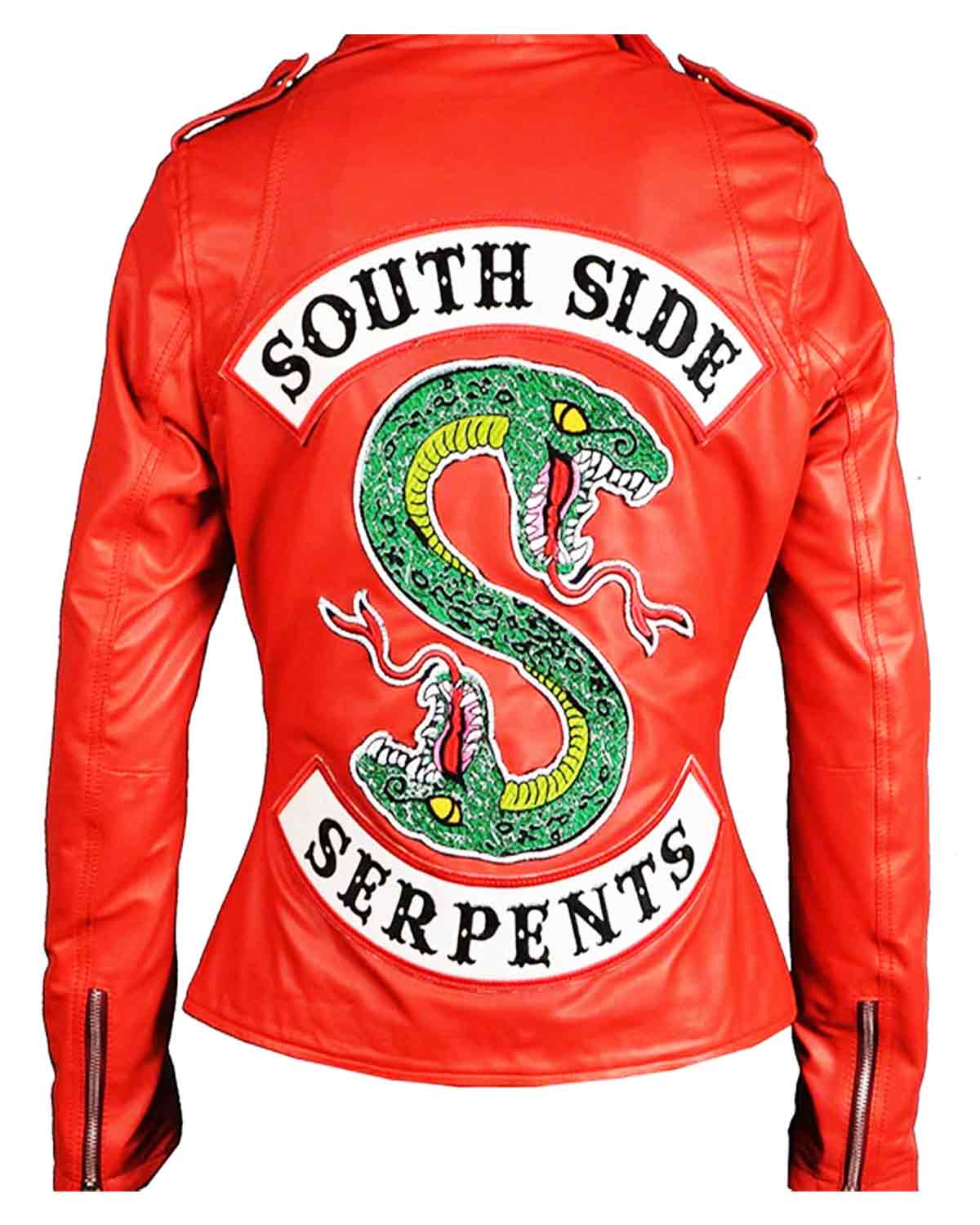 MotorCycleJackets Women Riverdale Southside Serpent Red Leather Jacket