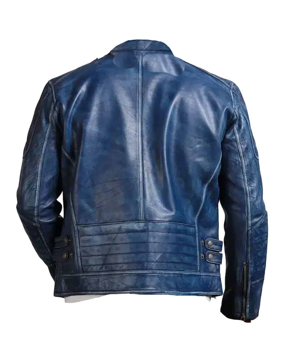 Blue Cafe Racer Mens Vintage Biker Leather Jacket