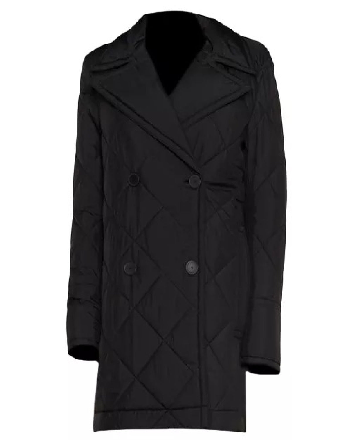 MotorCycleJackets Black Double Breasted Quilted Coat Womens