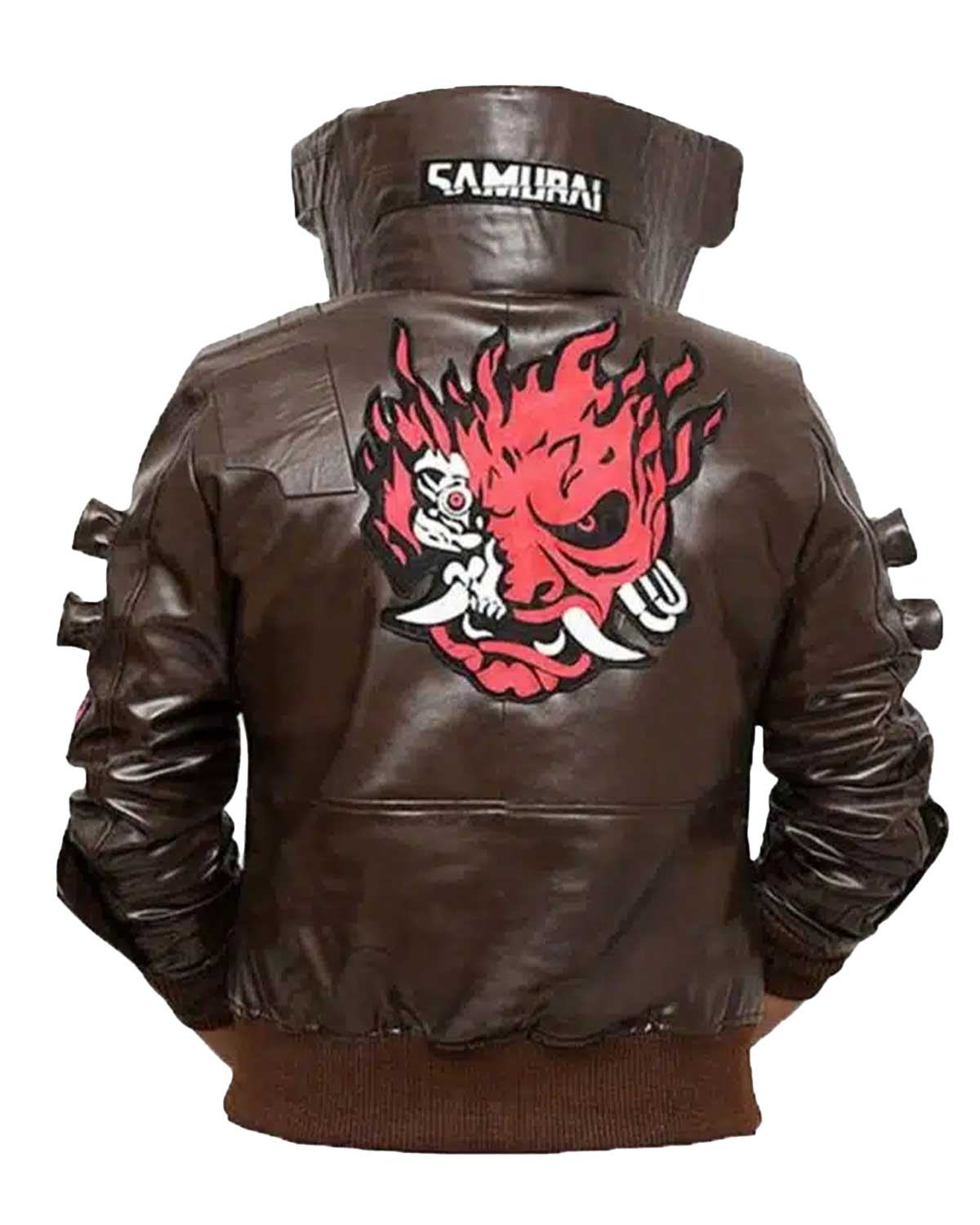 MotorCycleJackets Cyberpunk 2077 Mens Brown Bomber Leather Jacket