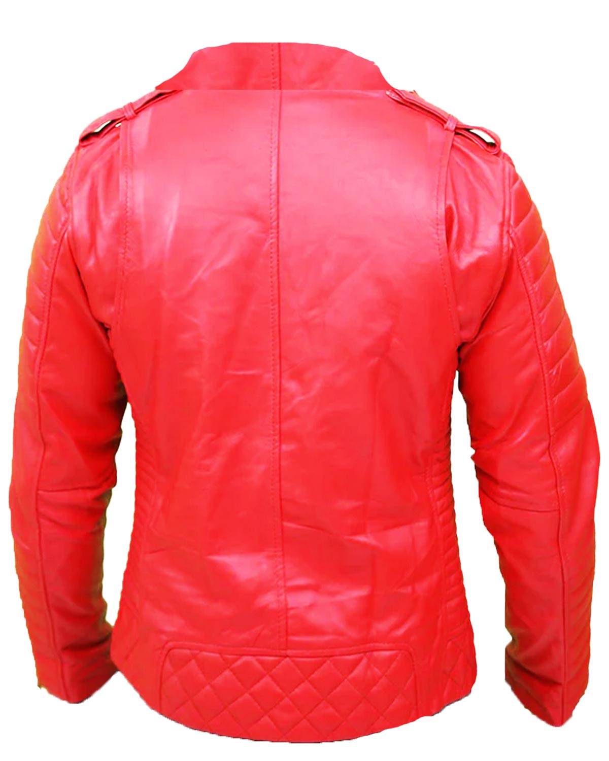 Men's Quilted Slim Fit Biker Red Jacket