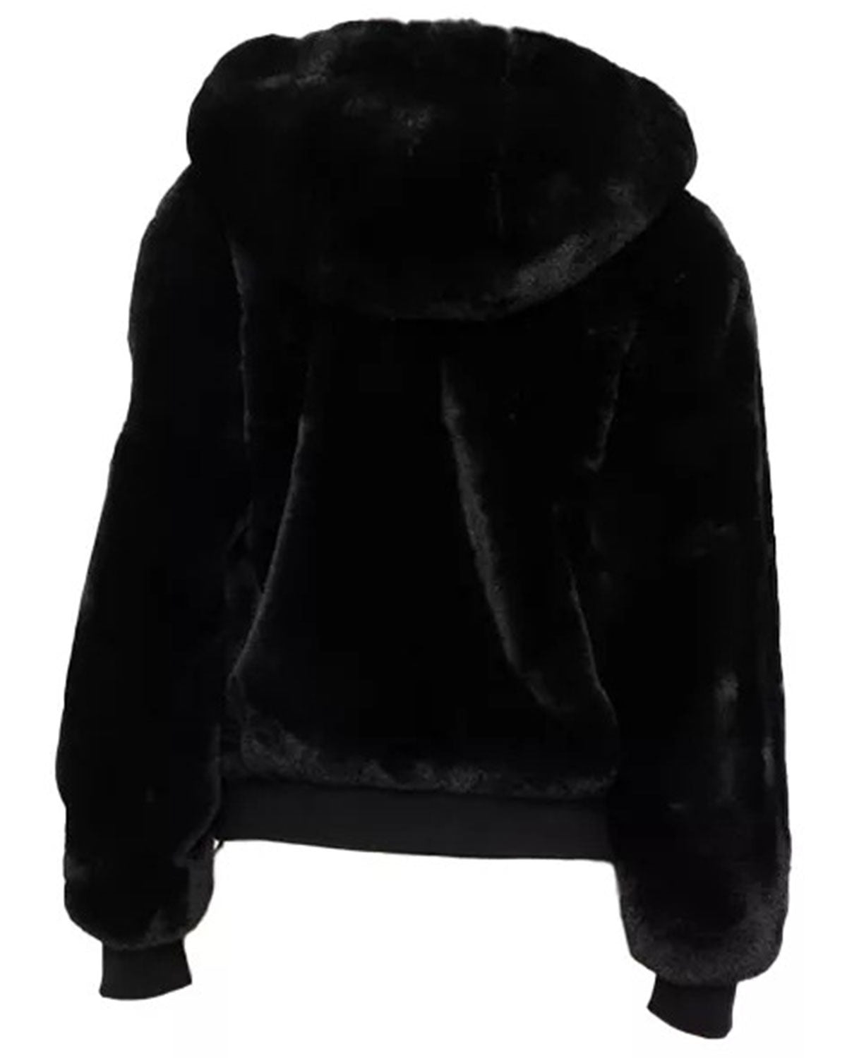 MotorCycleJackets Black Faux Fur Hooded Jacket