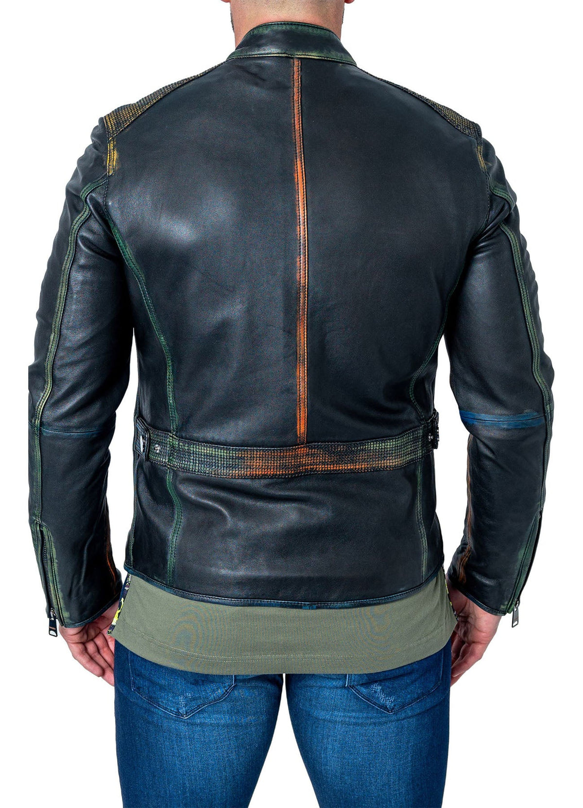 Mens Slimfit Black Biker Leather Jacket