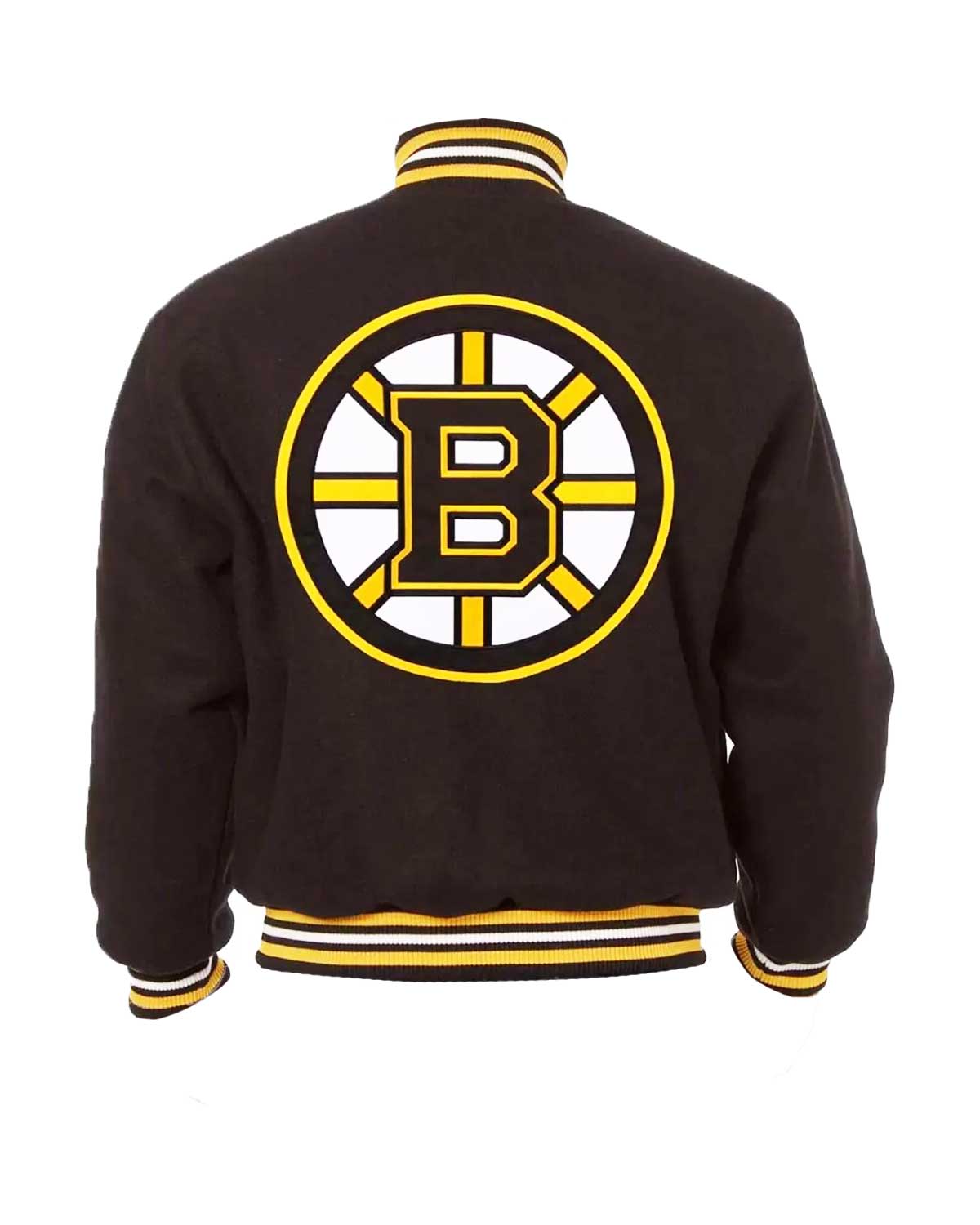 MotorCycleJackets Boston Bruins Letterman Black Wool Jacket