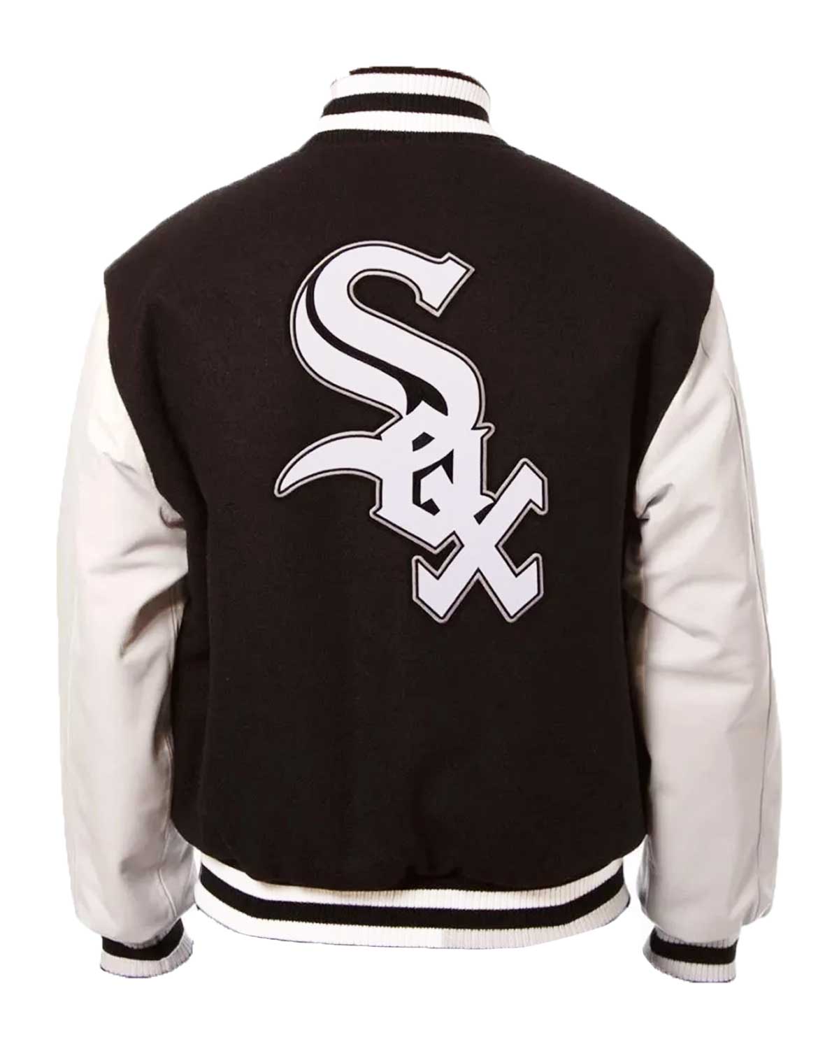 MotorCycleJackets Chicago White Sox MLB Varsity Black and White Jacket