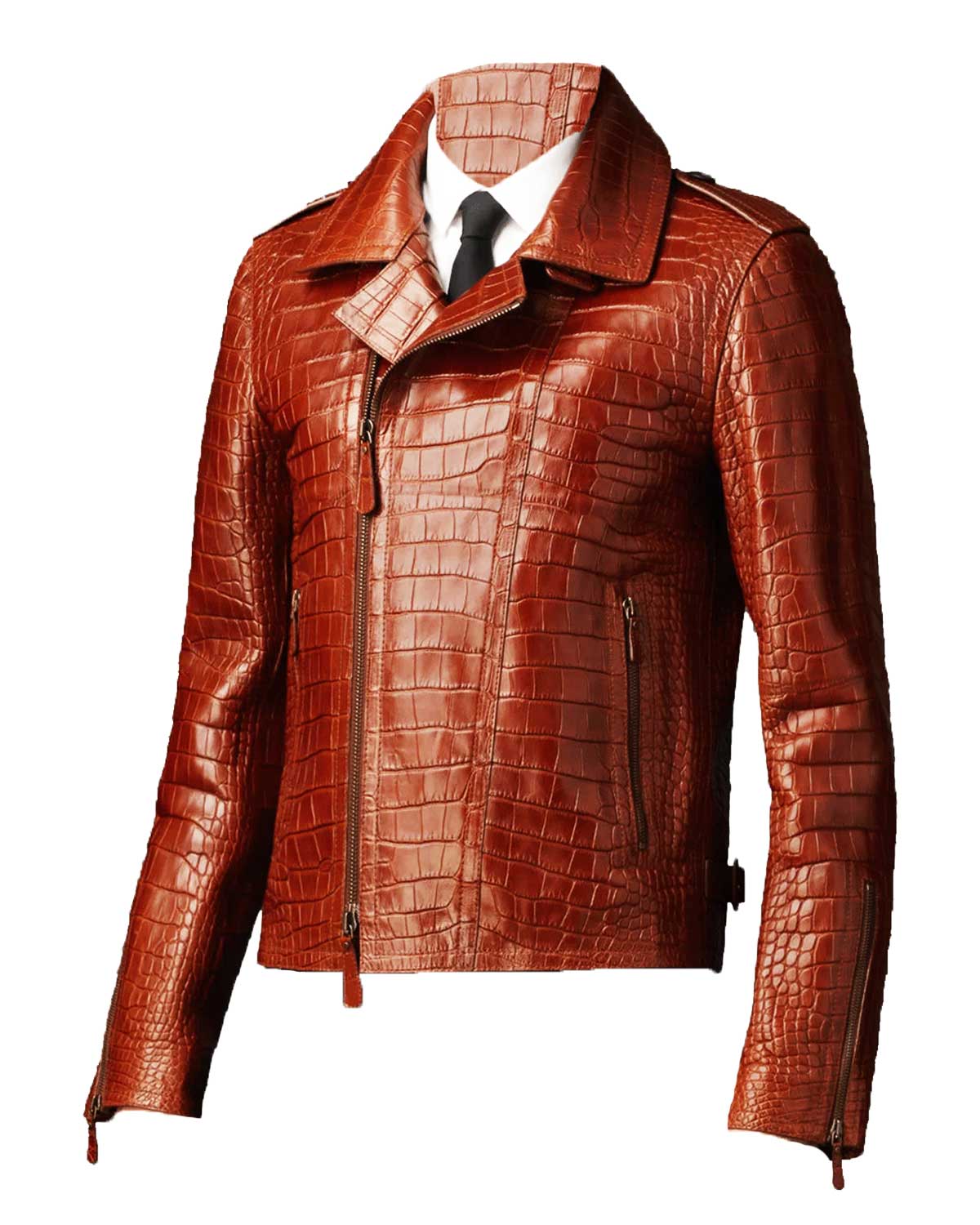 MotorCycleJackets Croc Alligator Motorcycle Leather Jacket