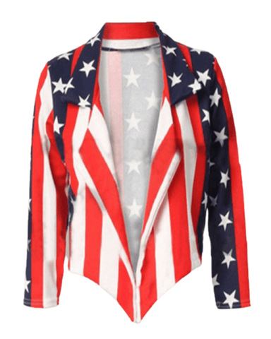 MotorCycleJackets American Flag Women Independence Day Costumes Leather Jacket