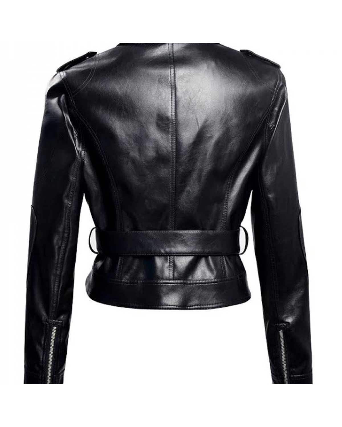 MotorCycleJackets Women Black Short Gothic Leather Jacket – New Arrival in Michigan