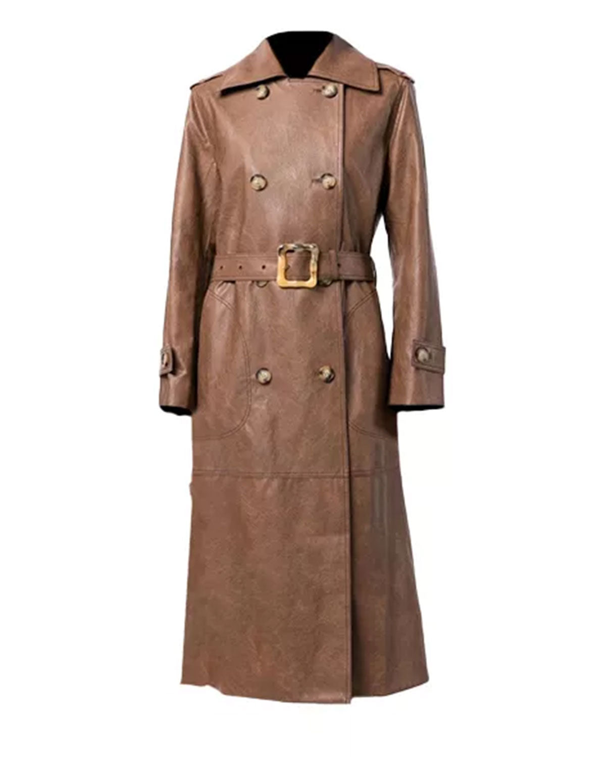 MotorCycleJackets Womens Brown Double Breasted Trench Coat