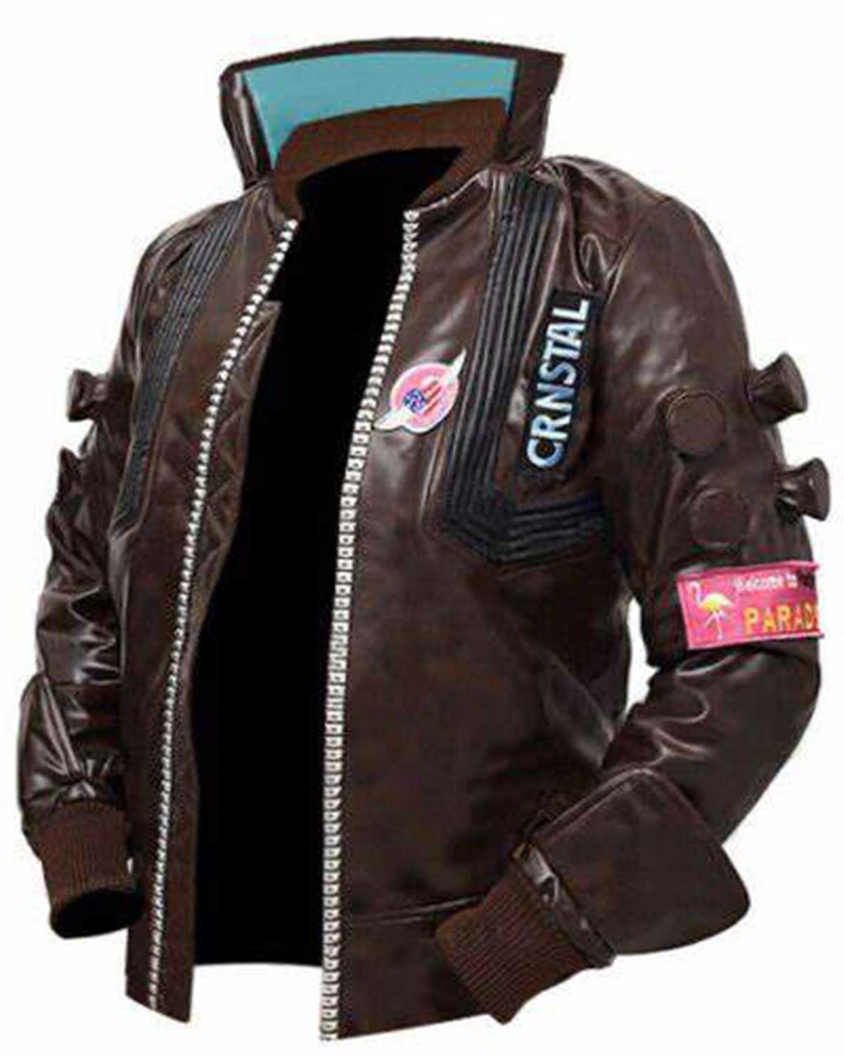 MotorCycleJackets Cyberpunk 2077 Mens Brown Bomber Leather Jacket