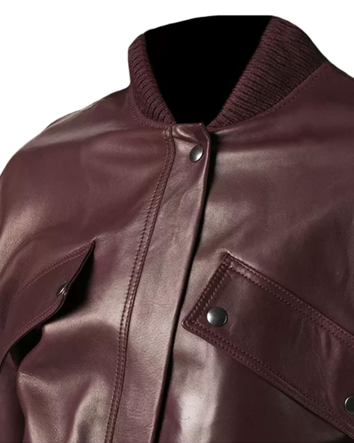 MotorCycleJackets Womens Maroon Leather Bomber Jacket