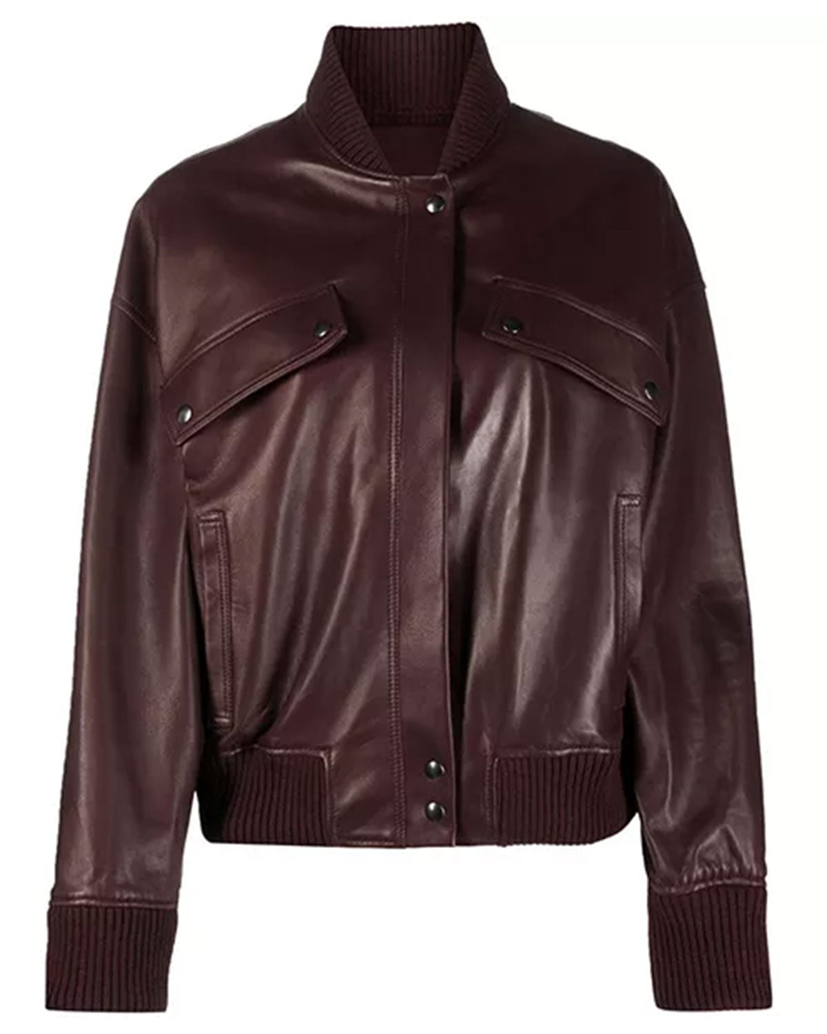 MotorCycleJackets Womens Maroon Leather Bomber Jacket