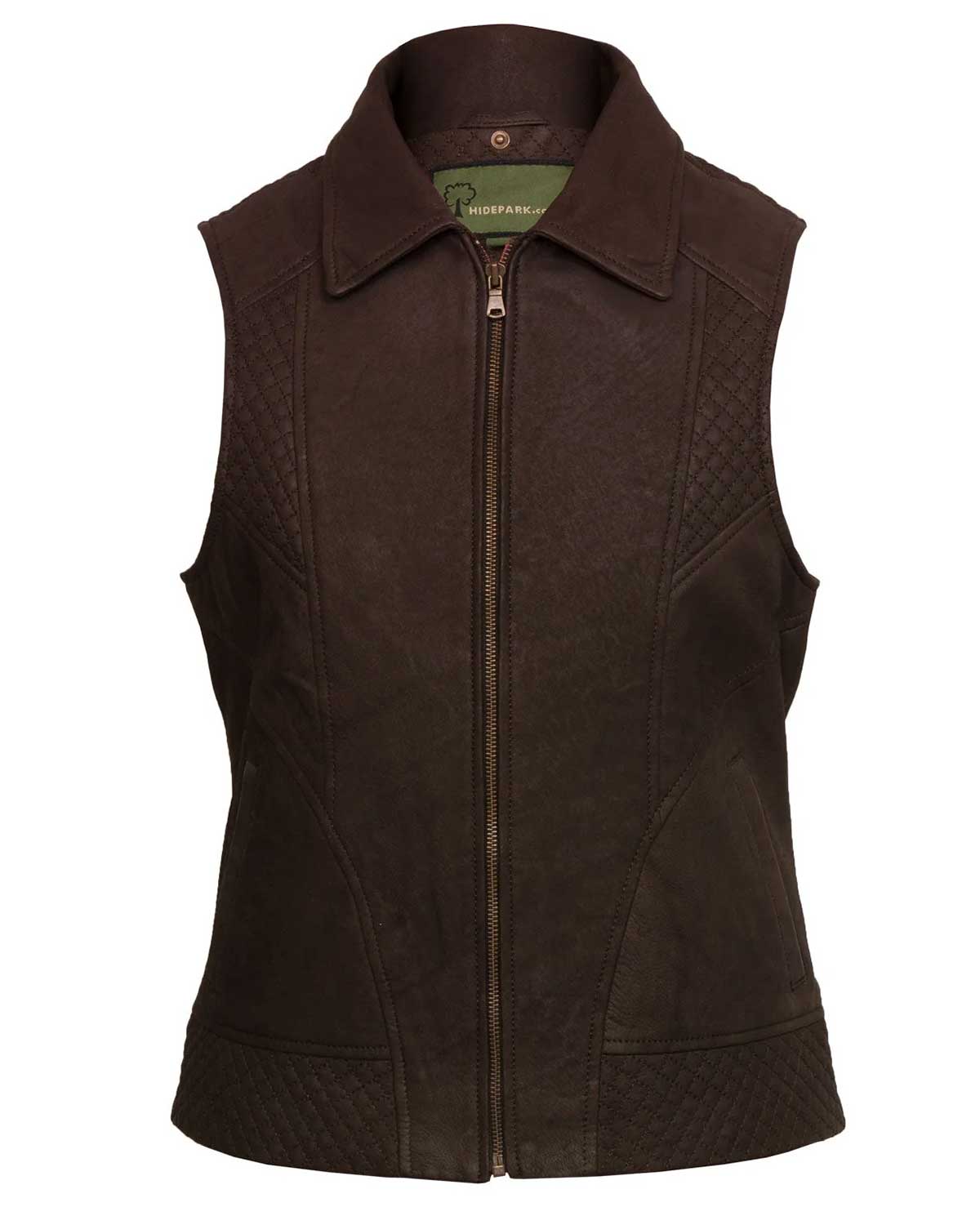 MotorCycleJackets Lucy Women’s Brown Leather Gilet