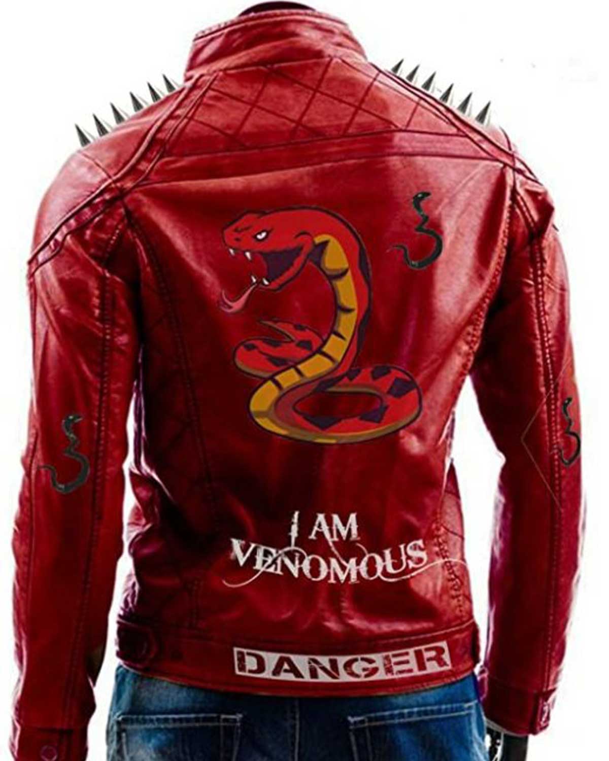 MotorCycleJackets I Am Venomous Last Bite Snake Danger Studded Halloween Jacket