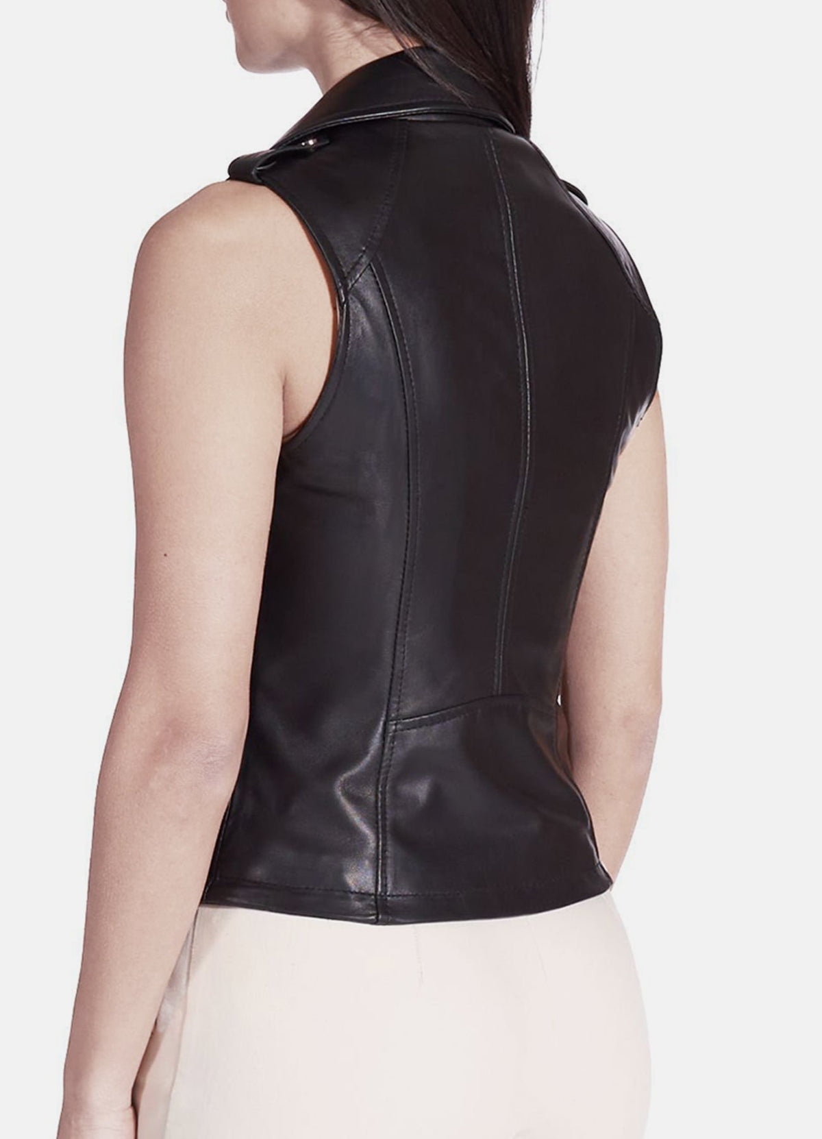 Womens Authentic Black Biker Leather Vest