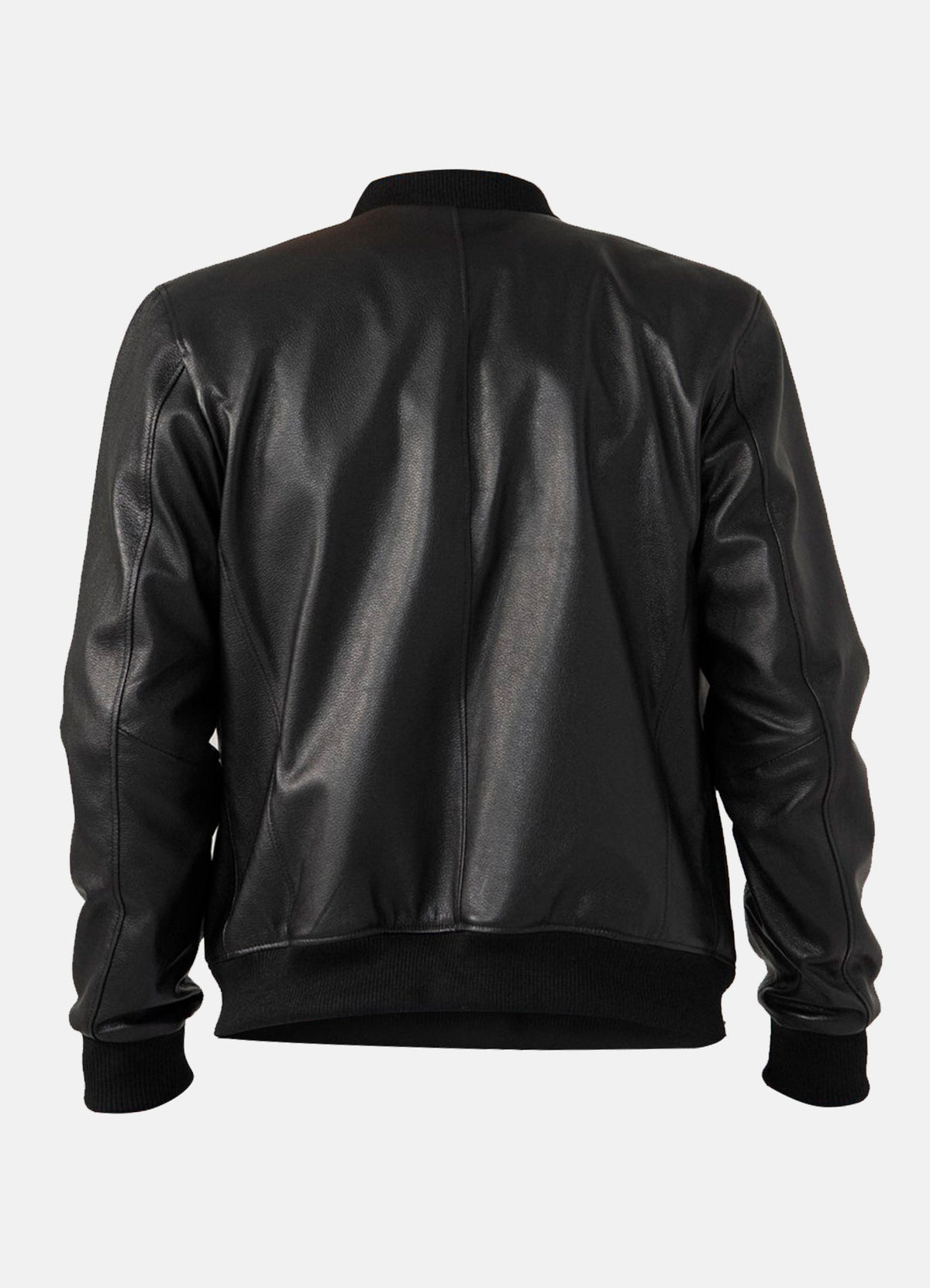 Mens Black Cow Leather Bomber Jacket