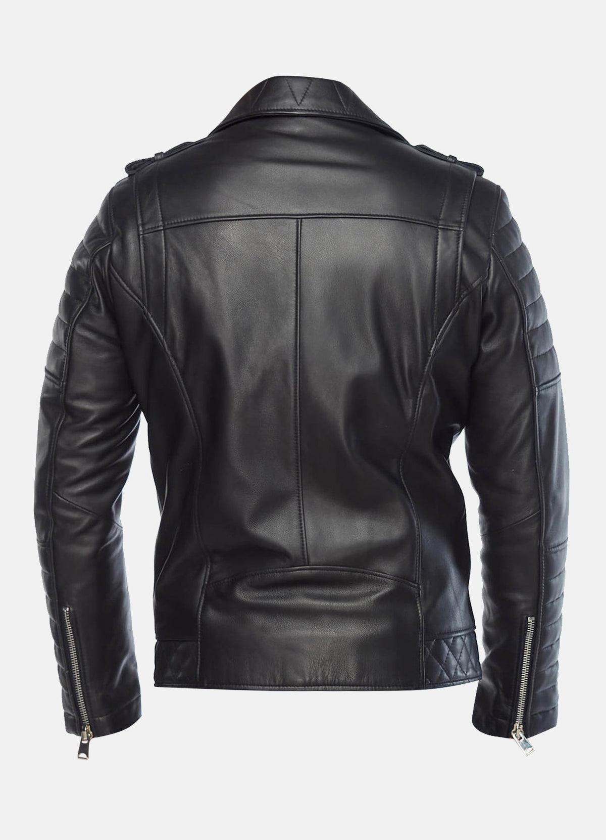 Mens Quilted Black Biker Leather Jacket