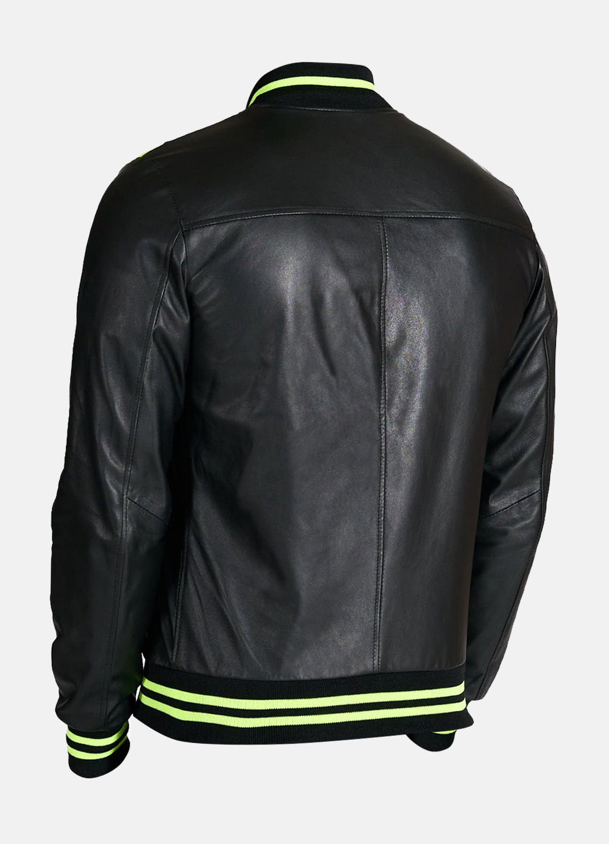 Mens Neon and Black Varsity Leather Jacket
