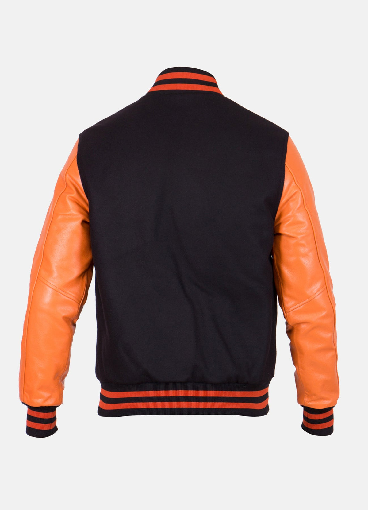 Mens Black and Orange Varsity Jacket