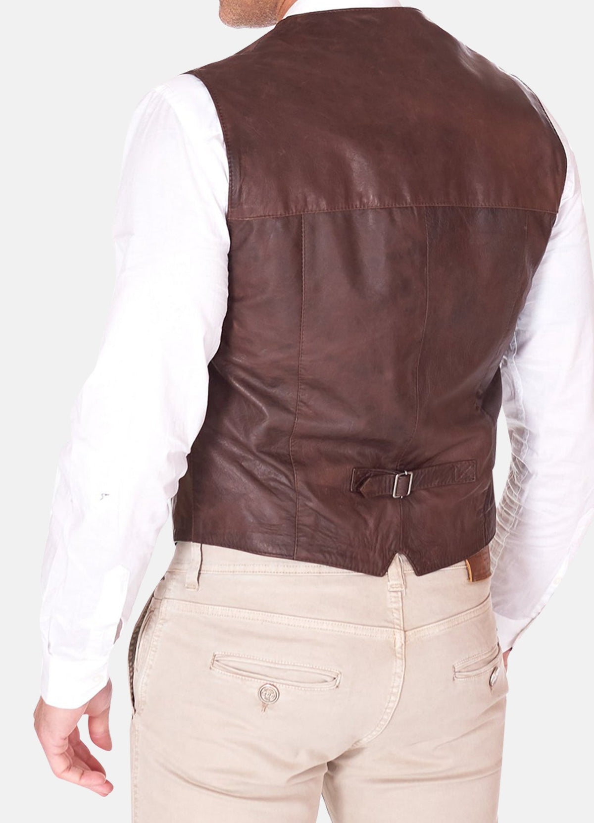 Mens Brown Real Leather Vest