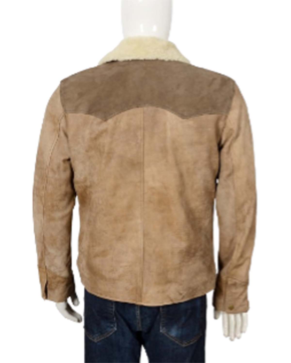 MotorCycleJackets Yellowstone Shearling Collar Buff Suede Leather Jacket