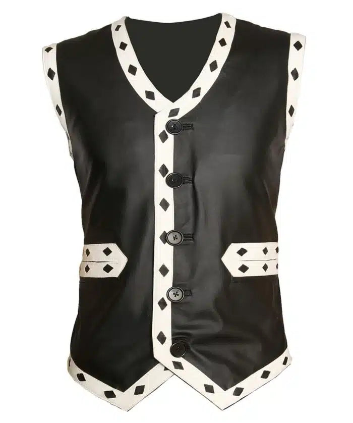 Black The Warriors Biker Leather Vest Costume